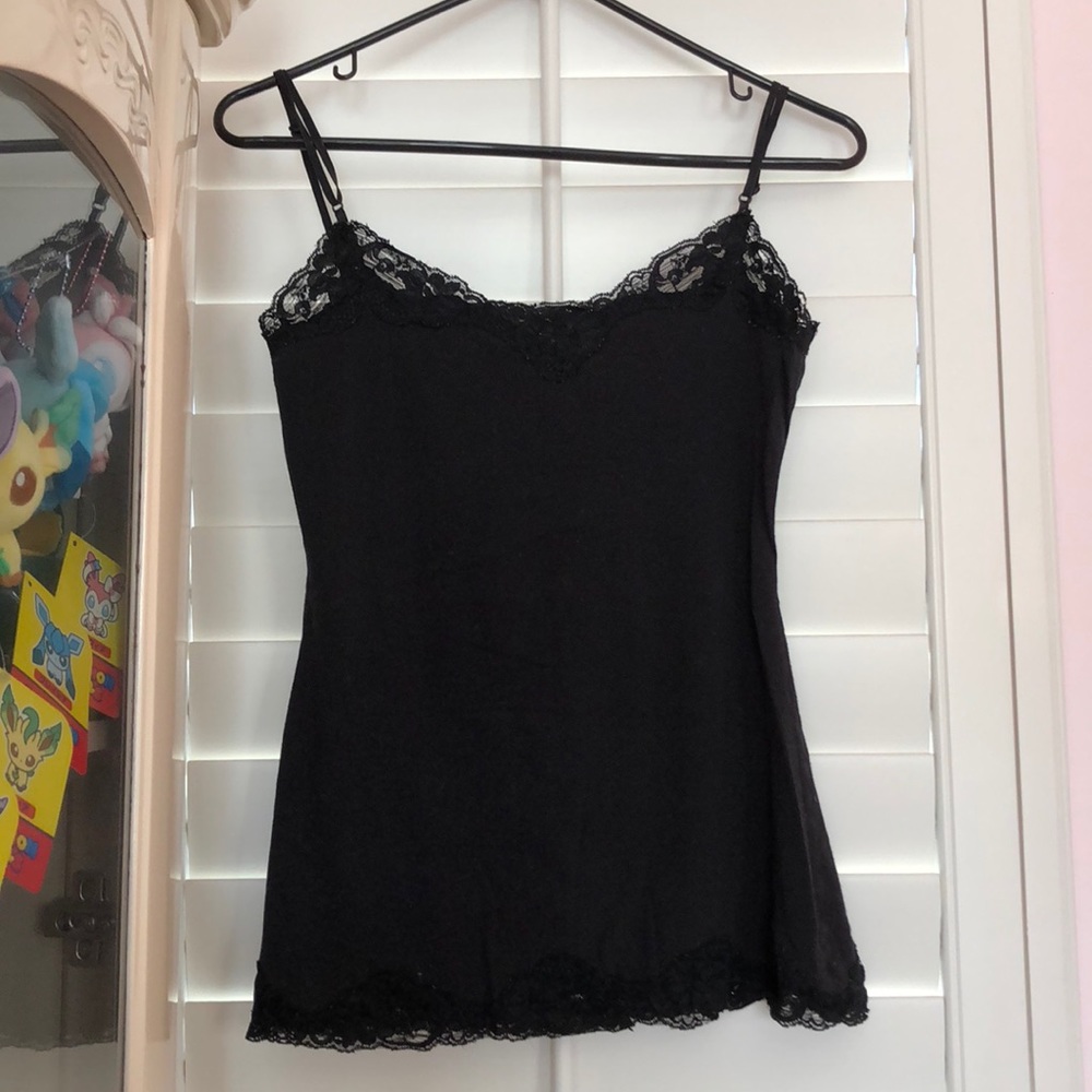 [5 for $25] Simple black lace trim camisole